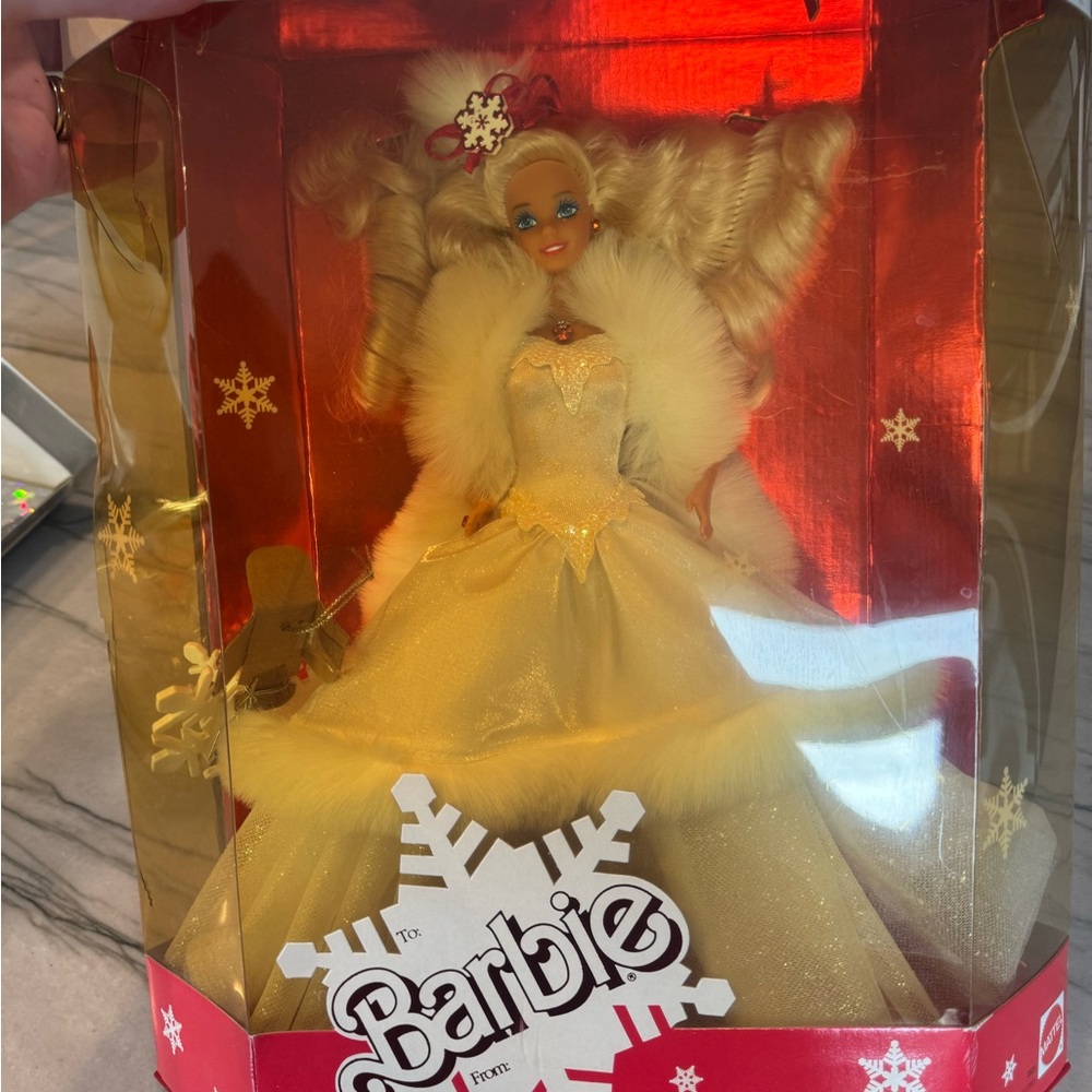 Holiday Barbie Doll in Elegant White and Fur Gown